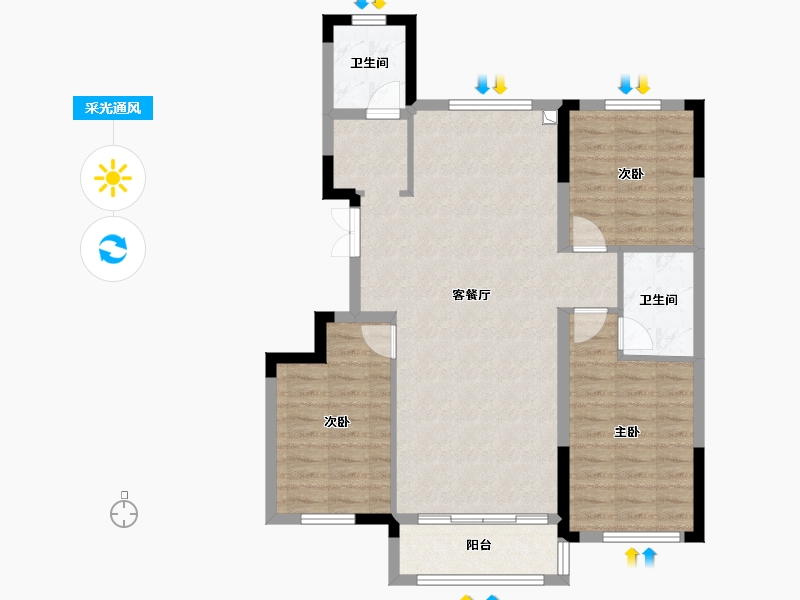 辽宁省-葫芦岛市-帝泊湾二期-103.00-户型库-采光通风