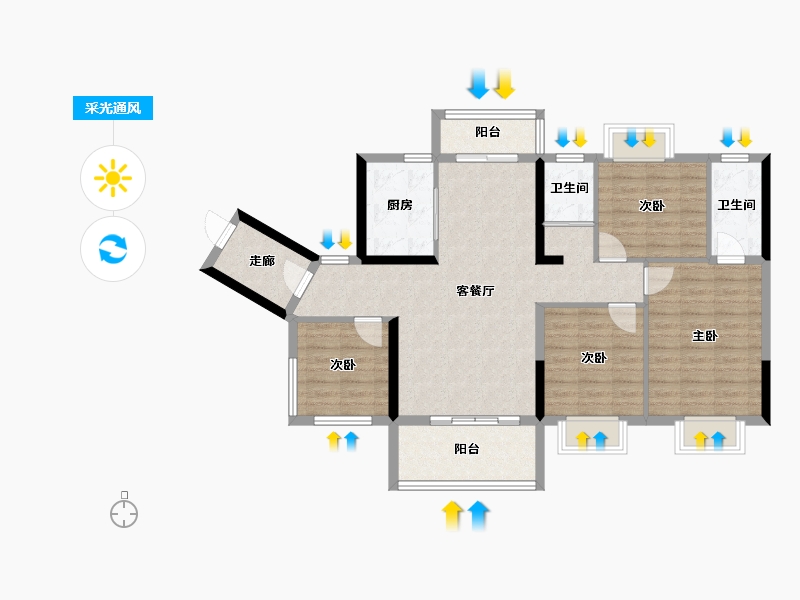 广西壮族自治区-贵港市-贵港是碧桂园中央上城-99.19-户型库-采光通风