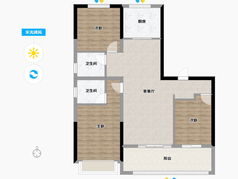 河南省-濮阳市-龙湖书院-107.18-户型库-采光通风