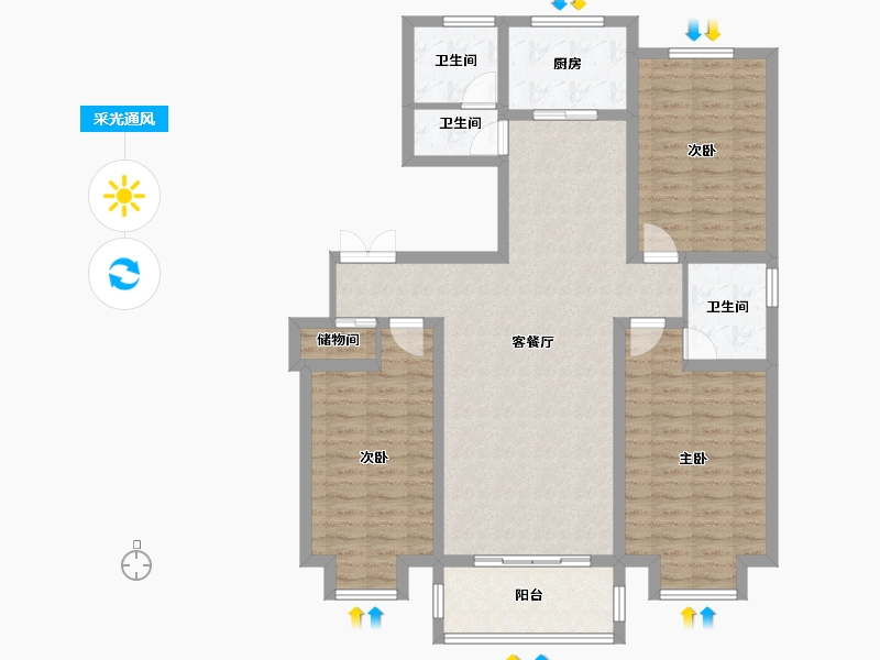 河南省-开封市-御龙湾-112.00-户型库-采光通风