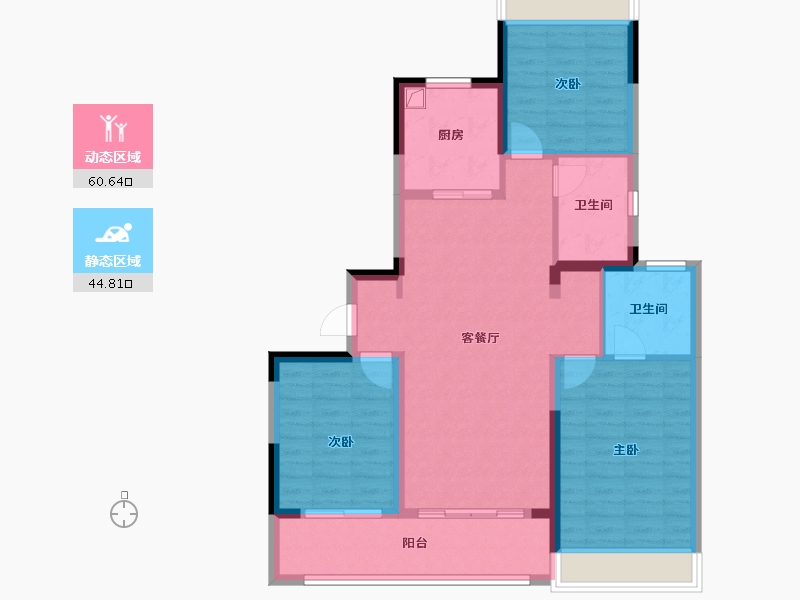 江苏省-淮安市-建发天玺湾雅苑-94.40-户型库-动静分区