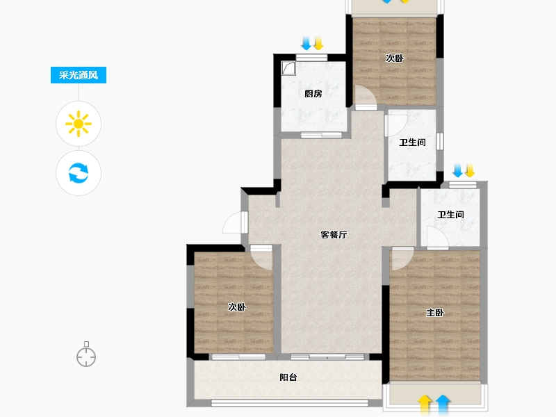 江苏省-淮安市-建发天玺湾雅苑-94.40-户型库-采光通风