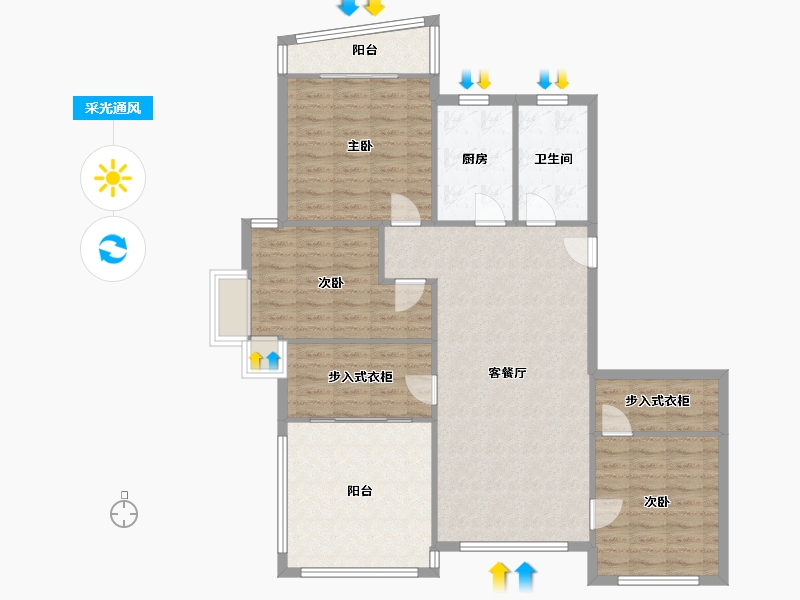 江苏省-苏州市-映象花苑-123.00-户型库-采光通风