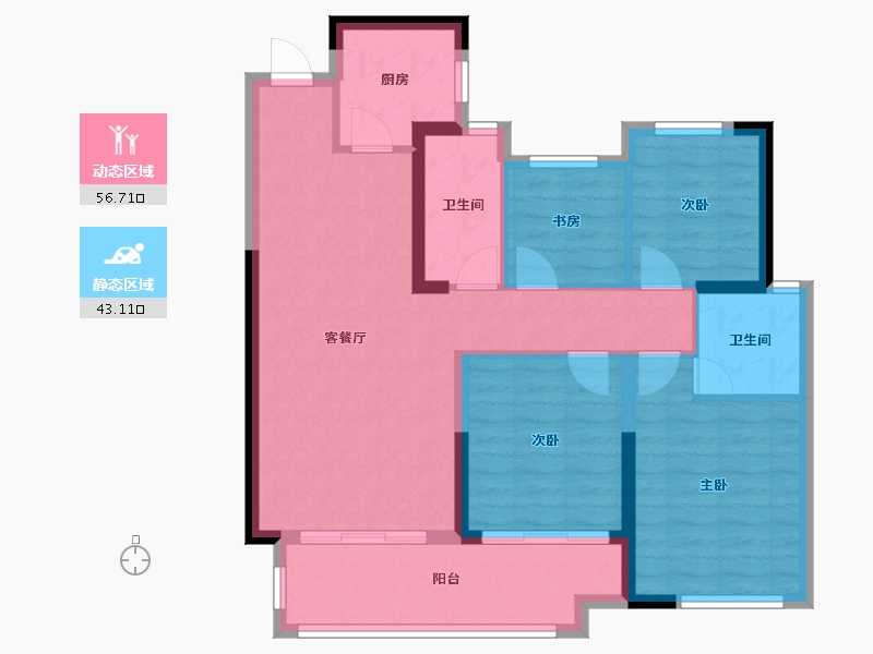 湖南省-长沙市-城发恒伟北城首府-94.67-户型库-动静分区