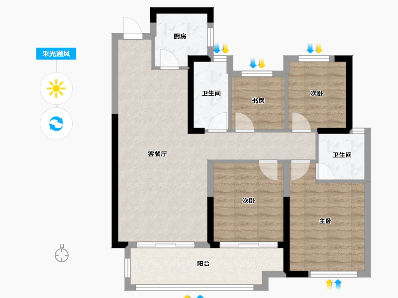 湖南省-长沙市-城发恒伟北城首府-94.67-户型库-采光通风