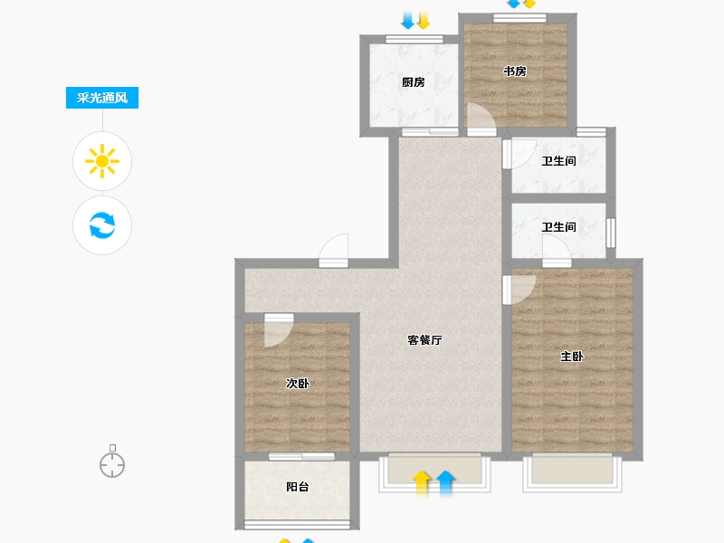 山东省-济南市-海信九麓府墨园-100.00-户型库-采光通风