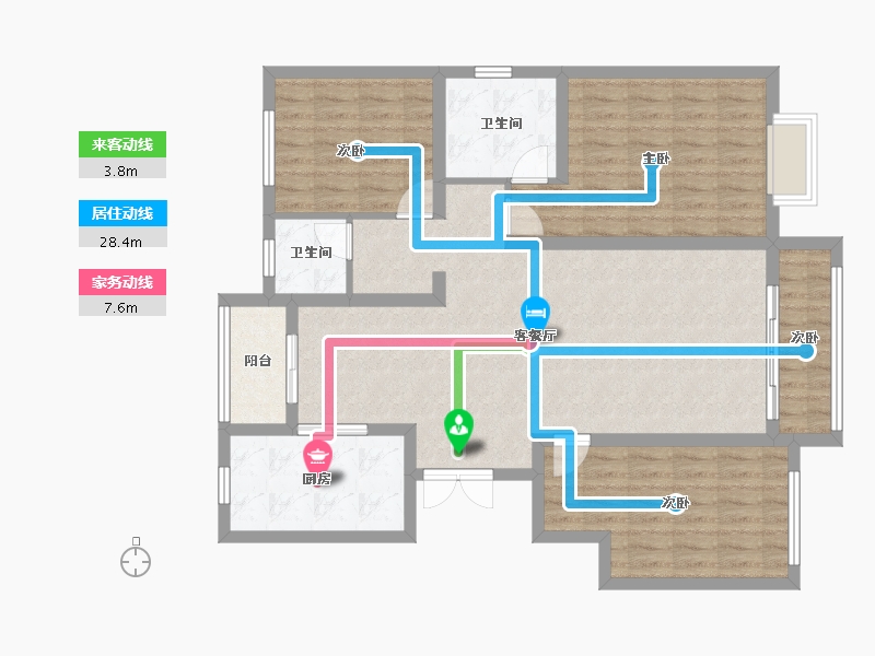 山西省-吕梁市-方山县安置小区东三区-105.08-户型库-动静线