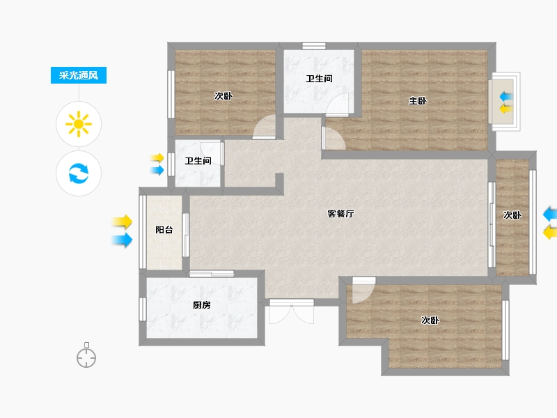 山西省-吕梁市-方山县安置小区东三区-105.08-户型库-采光通风