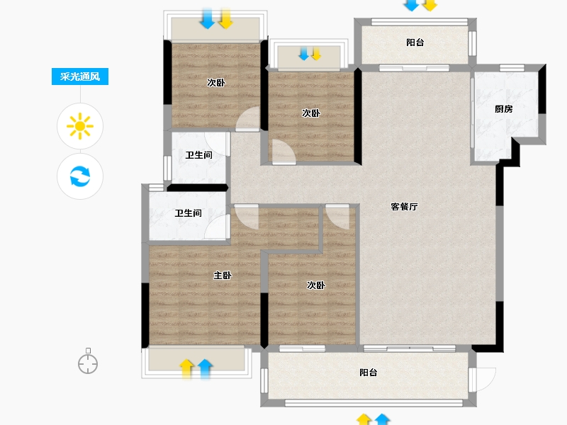 广东省-揭阳市-言成盈禧华府-117.73-户型库-采光通风