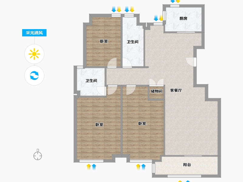 浙江省-温州市-永乐家园-113.60-户型库-采光通风