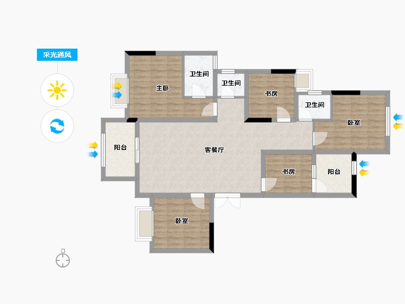 重庆-重庆市-北新御龙湾-104.00-户型库-采光通风