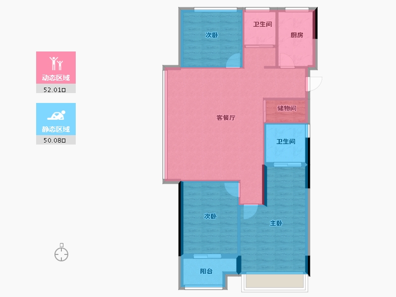 浙江省-金华市-横店桂语江南小区-92.80-户型库-动静分区