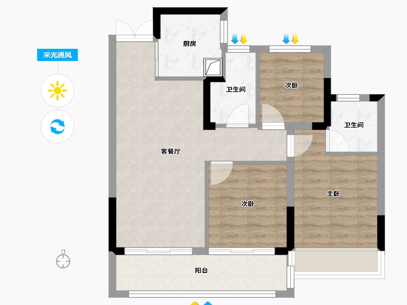 浙江省-丽水市-云居福邸-89.00-户型库-采光通风