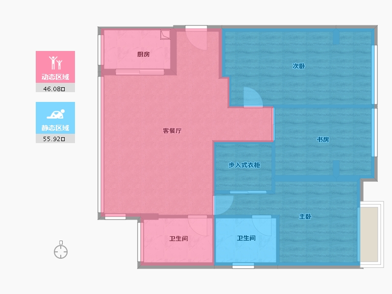 浙江省-台州市-中梁万星海悦府-92.80-户型库-动静分区