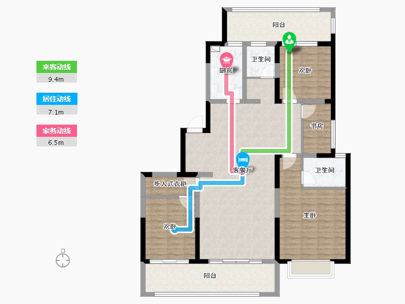 山东省-枣庄市-安桥书香门第-126.57-户型库-动静线