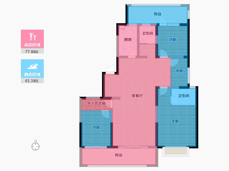 山东省-枣庄市-安桥书香门第-126.57-户型库-动静分区