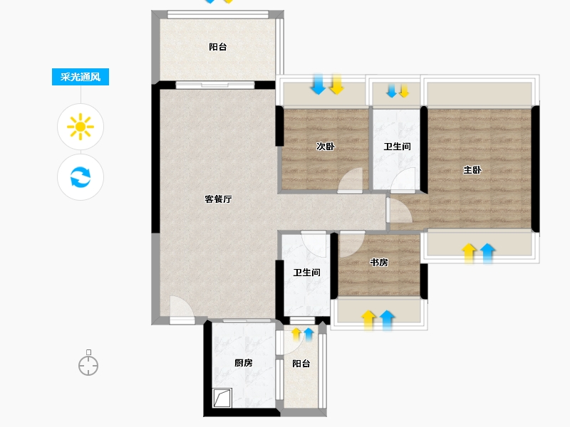 广东省-湛江市-华基滨江华府-75.00-户型库-采光通风