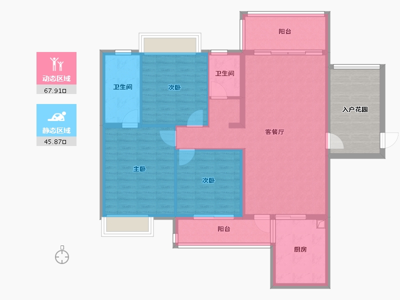 广西壮族自治区-北海市-玫瑰南郡-100.62-户型库-动静分区