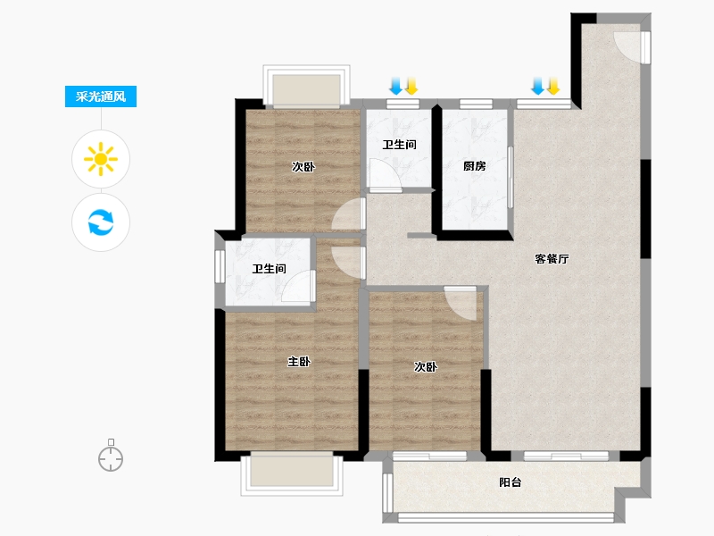 湖北省-孝感市-鹭金大学府-98.56-户型库-采光通风