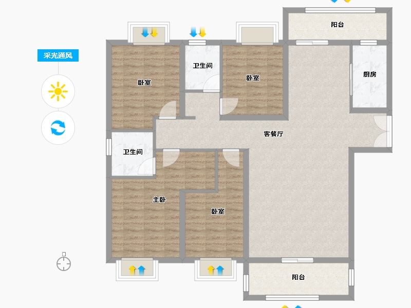 福建省-泉州市-凤林花苑二期-127.50-户型库-采光通风