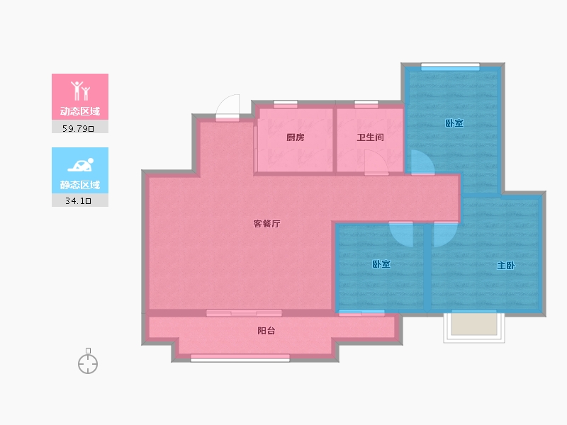 安徽省-亳州市-绿地翠峰公馆-A区-84.80-户型库-动静分区