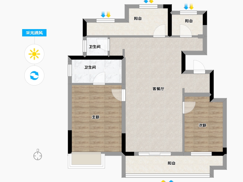 安徽省-合肥市-华润万橡府-80.00-户型库-采光通风