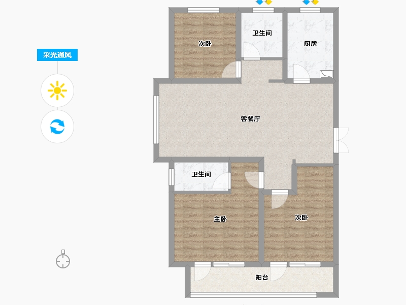 山东省-济宁市-泗水金鼎湾花园小区-95.85-户型库-采光通风