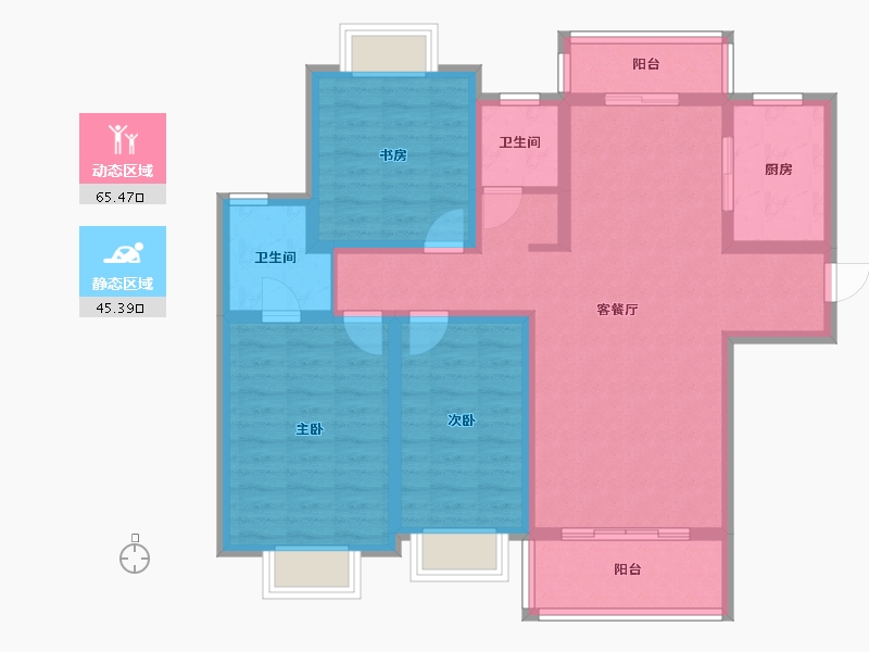 陕西省-渭南市-天汇润德园-110.21-户型库-动静分区