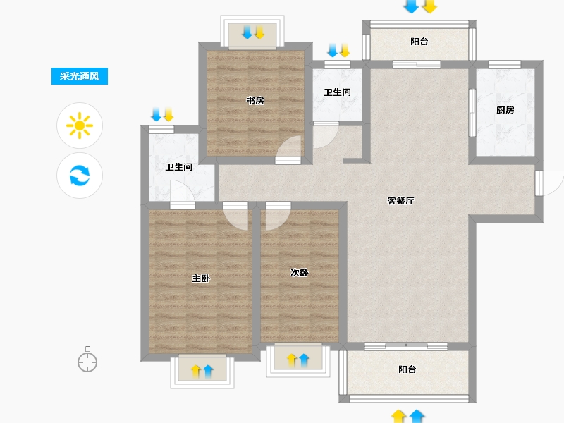 陕西省-渭南市-天汇润德园-110.21-户型库-采光通风