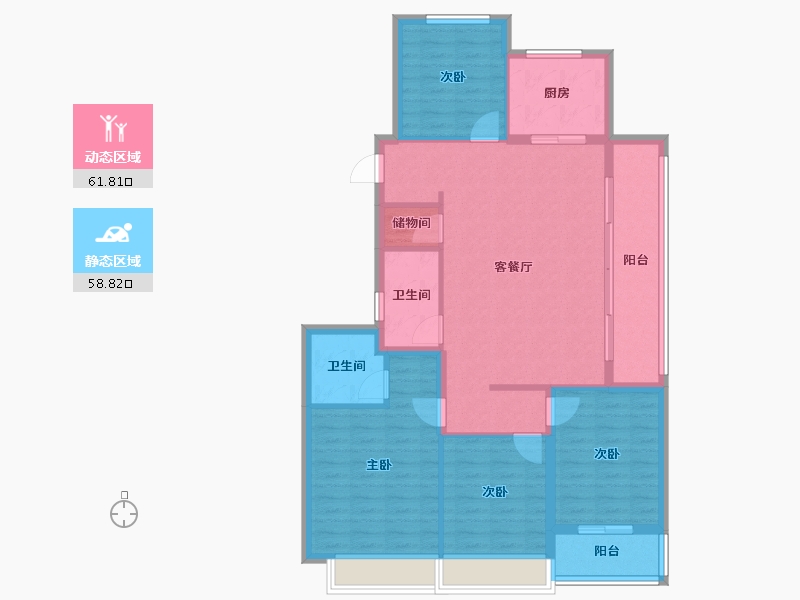 浙江省-杭州市-滨江·福翠里-113.43-户型库-动静分区