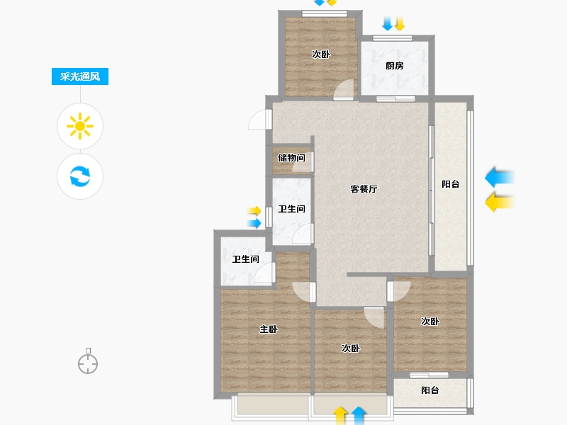 浙江省-杭州市-滨江·福翠里-113.43-户型库-采光通风