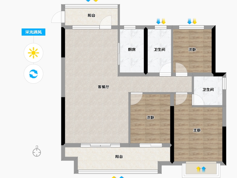 山东省-临沂市-龙廷居D区-115.10-户型库-采光通风