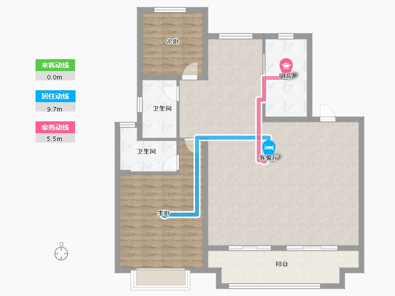 江苏省-泰州市-壹号公馆-115.00-户型库-动静线