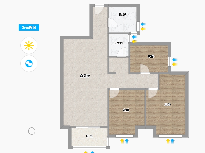 湖北省-武汉市-新长江香榭湾-75.20-户型库-采光通风