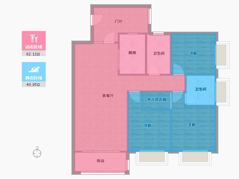 四川省-成都市-中铁瑞景茗城-104.70-户型库-动静分区