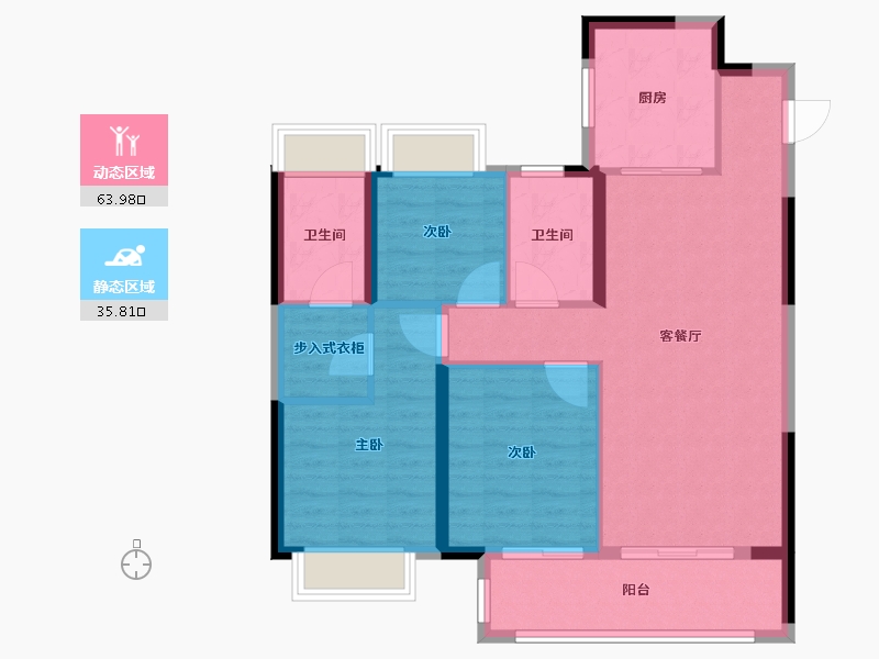 湖北省-武汉市-融创首创九派江山一江赋-89.90-户型库-动静分区