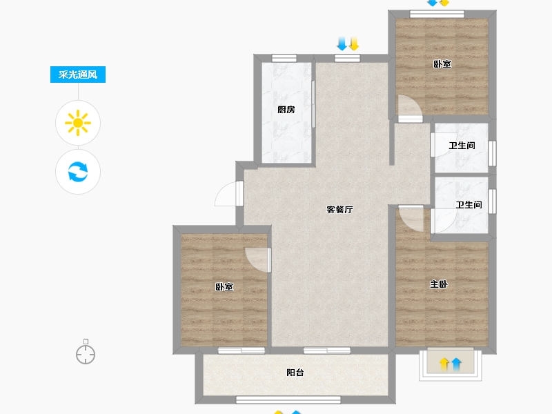 河北省-石家庄市-金悦府-104.77-户型库-采光通风