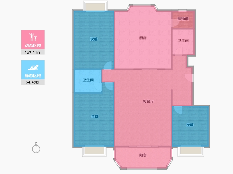 内蒙古自治区-呼和浩特市-怡水园-190.00-户型库-动静分区