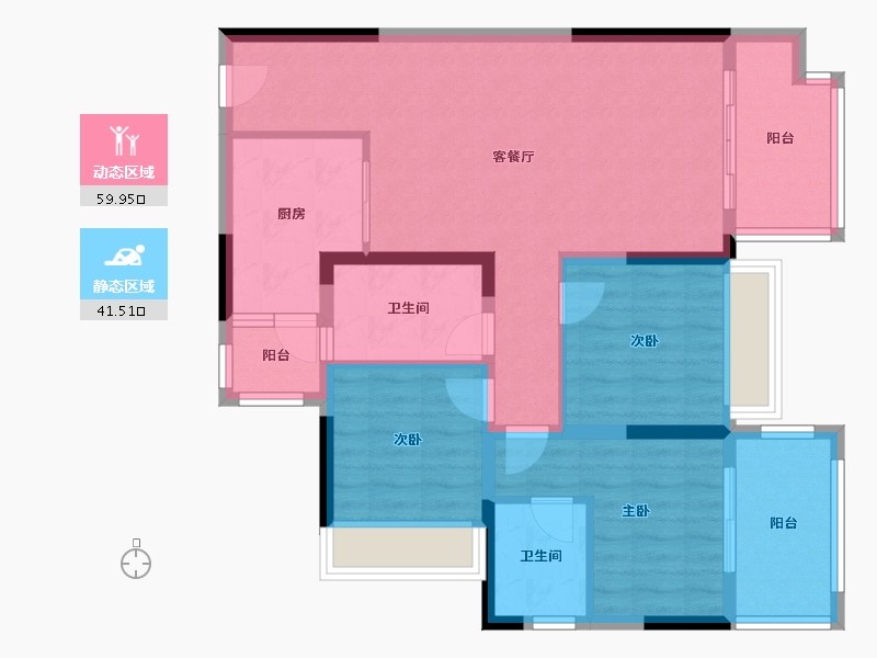 四川省-绵阳市-富临绵州水郡-90.96-户型库-动静分区