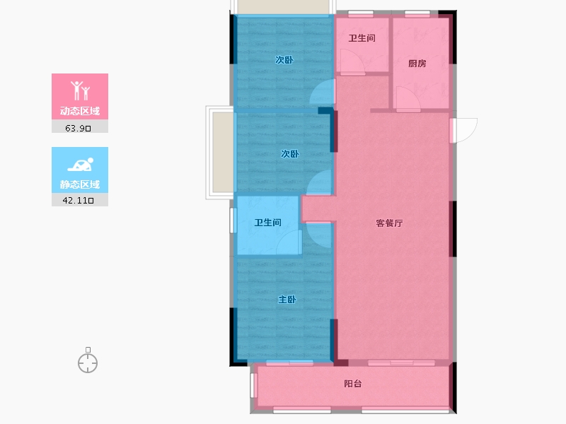 湖北省-鄂州市-星辰湾-96.98-户型库-动静分区