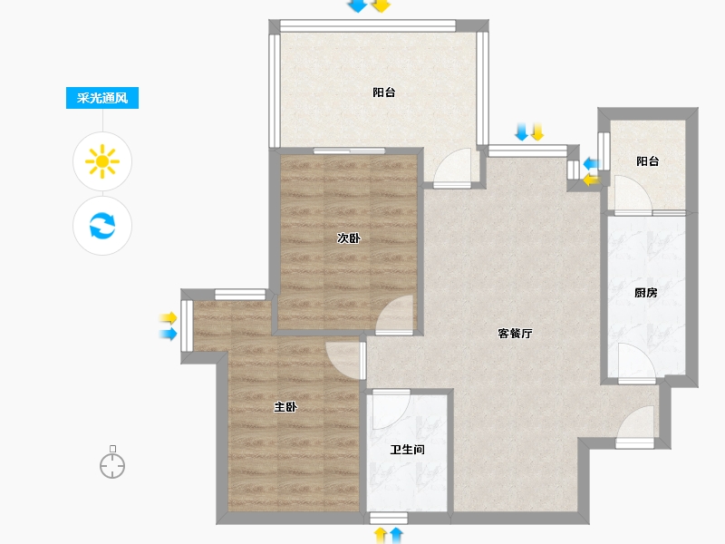 四川省-成都市-富丽花城-60.80-户型库-采光通风