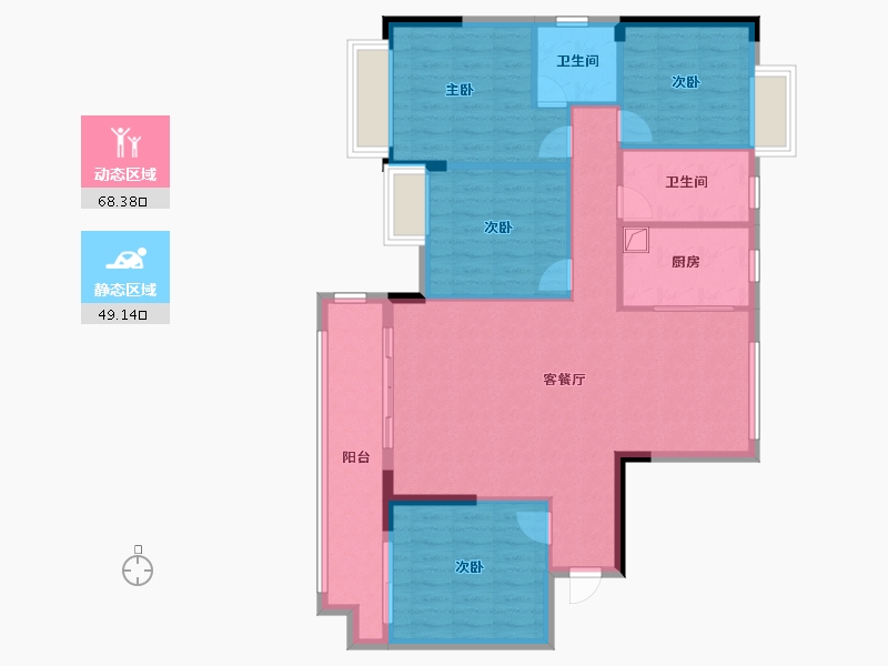 江西省-赣州市-爱地新城市花园-106.73-户型库-动静分区