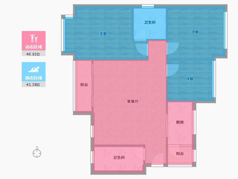 广东省-东莞市-碧桂园翡翠山-61.60-户型库-动静分区