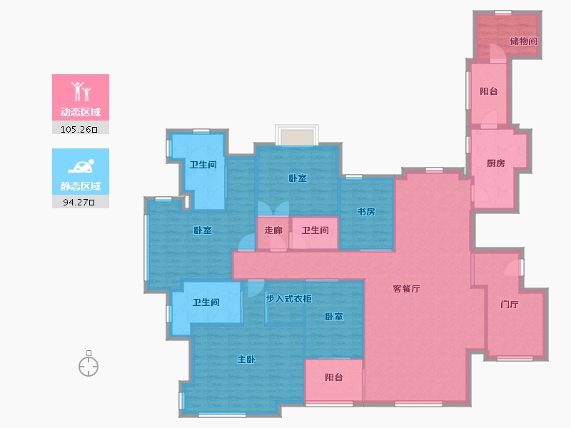 广东省-珠海市-九洲花园-120.00-户型库-动静分区