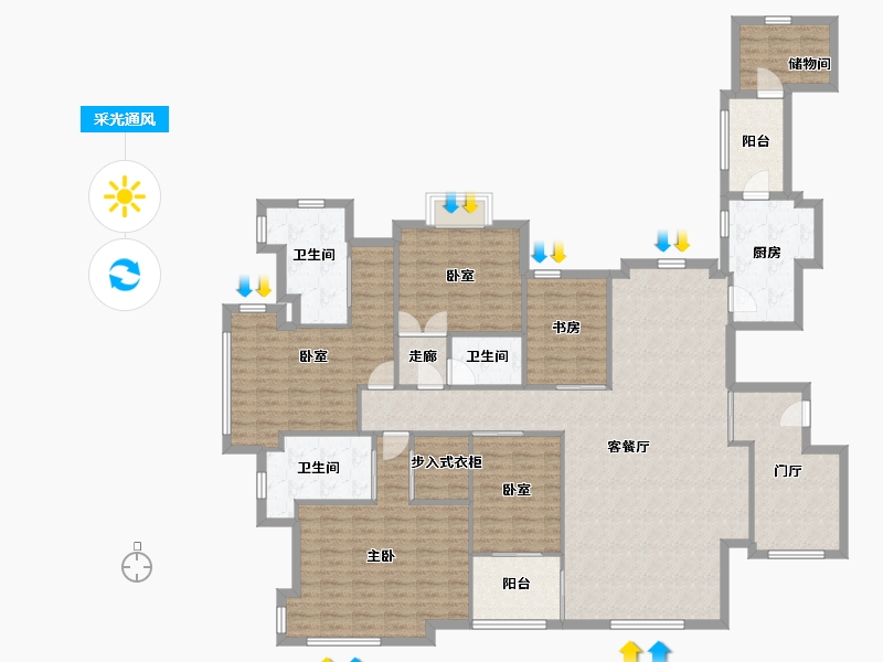 广东省-珠海市-九洲花园-120.00-户型库-采光通风