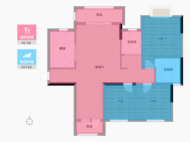 贵州省-铜仁市-松桃苗族自治县廖皋街道金阳金都二期B-1区-100.80-户型库-动静分区