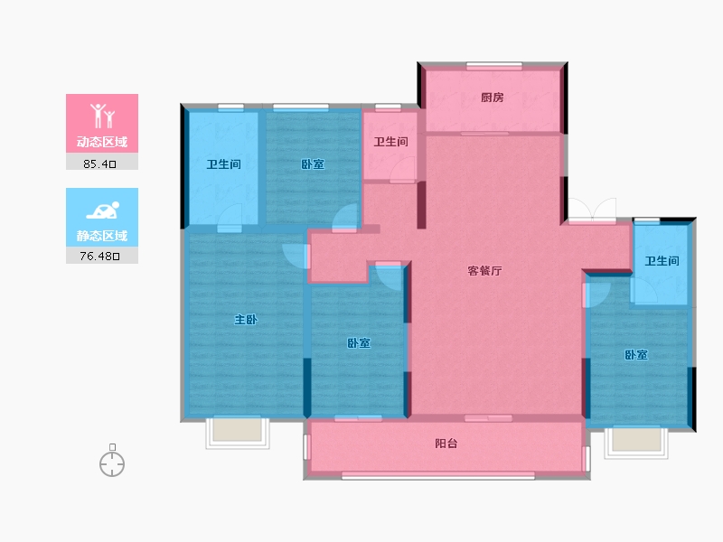 山东省-济南市-滨河天境-150.76-户型库-动静分区