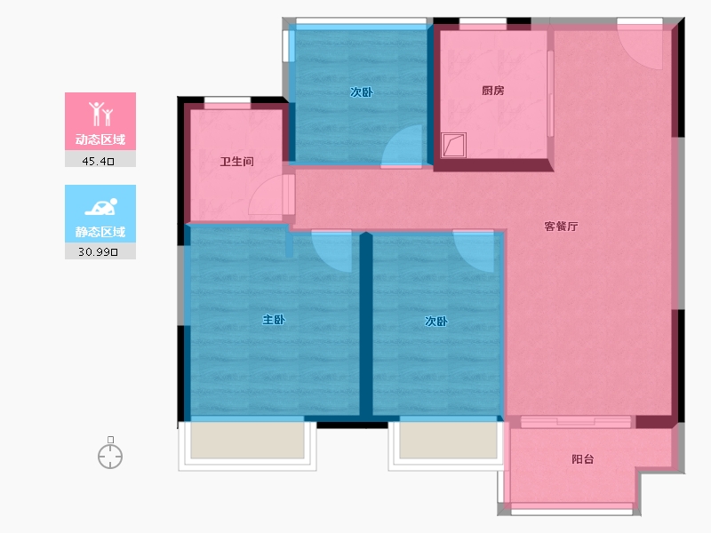 江苏省-苏州市-绿地香港理想城售楼处-68.00-户型库-动静分区