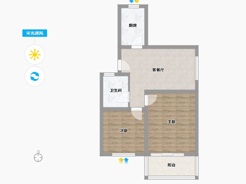 浙江省-杭州市-三塘沁园-54.00-户型库-采光通风