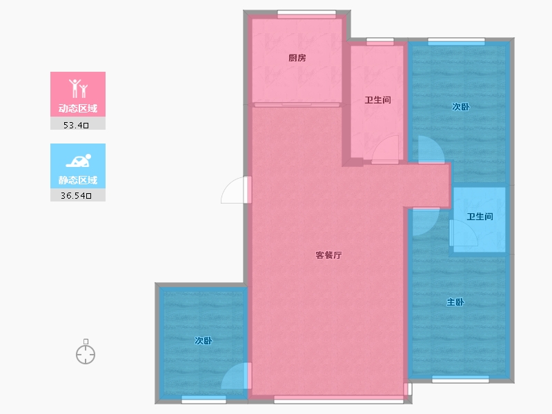 黑龙江省-双鸭山市-幸福国际-99.71-户型库-动静分区